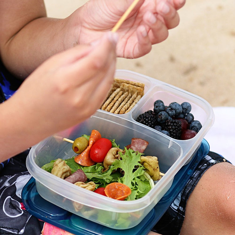 - Bento Lunch Boxes - Reusable 3-Compartment Food Containers for School, Work, and Travel, Set of 4, Brights