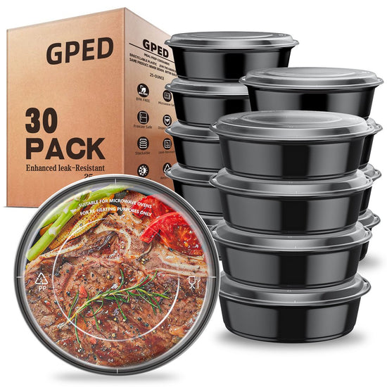 30 Pack Meal Prep Containers, 33.8Oz Plastic Food Storage Containers with Lids to Go Containers, Bento Box Reusable BPA Free Lunch Boxes, Disposable Stackable, Microwave/Dishwasher/Freezer Safe