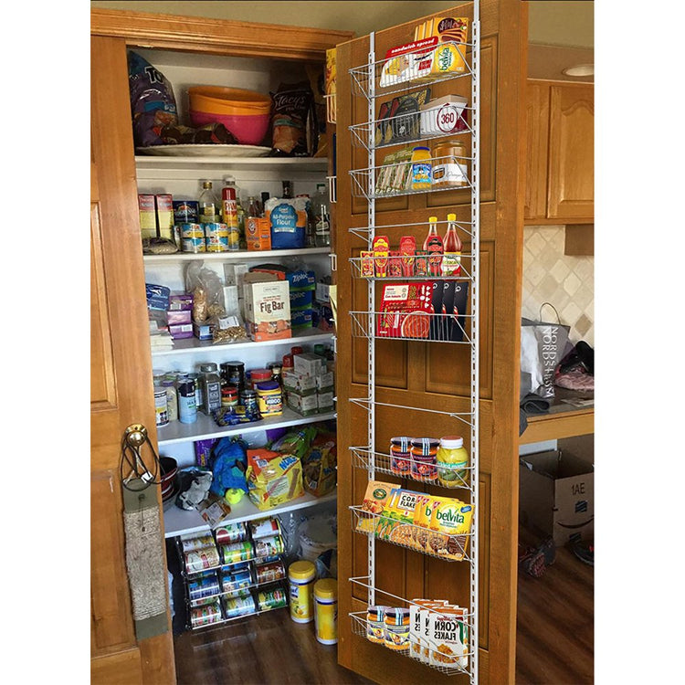 Over-The-Door White Metal Kitchen Storage Spice Shelves