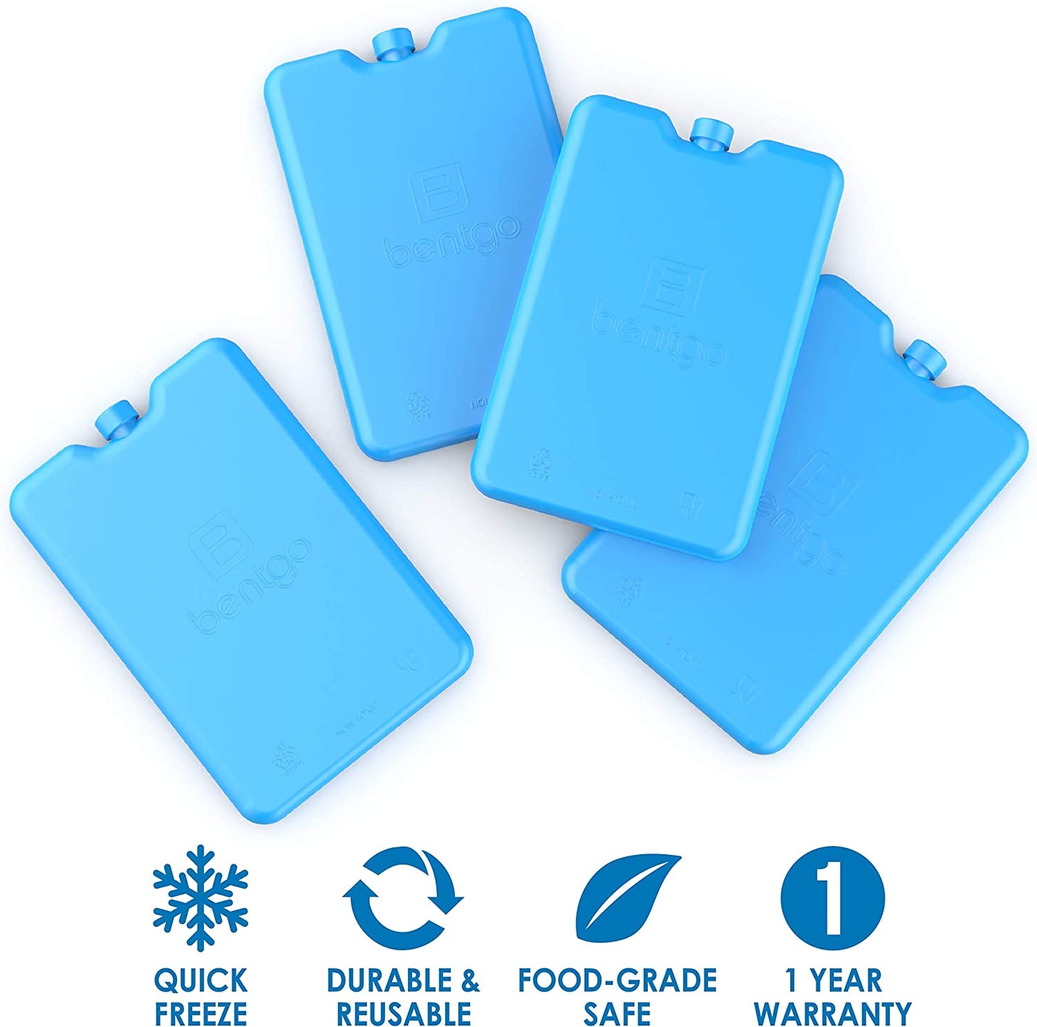Ice Lunch Chillers - Ultra-Thin Ice Packs Perfect for Everyday Use in Lunch Bags, Lunch Boxes and Coolers - 4 Pack (Blue)