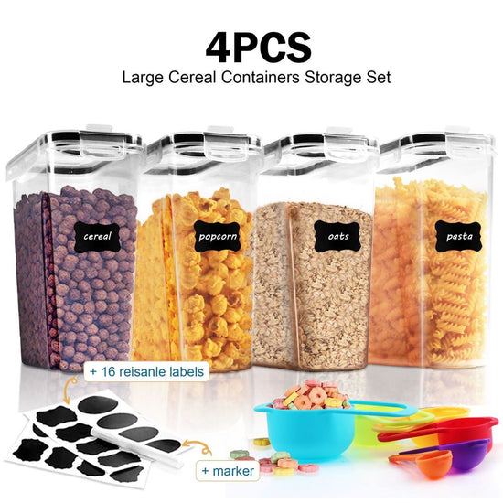 Large Cereal Containers Storage Set Dispenser Approx. 4L Fits Full Standard Size Cereal Box, Airtight Cereal Container Set, Large Plastic Storage Container by