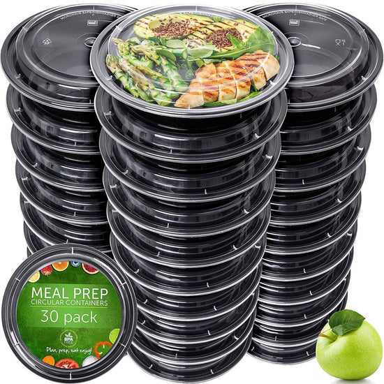 - Food Storage Containers - Disposable Meal Prep Containers - Plastic Food Containers with Lids - 30 Packs, 24 Ounces