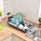 Aluminum Extendable Dish Drying Rack, Adjustable Dish Drainer for Kitchen, Kitchen Countertop Storage Dish Rack