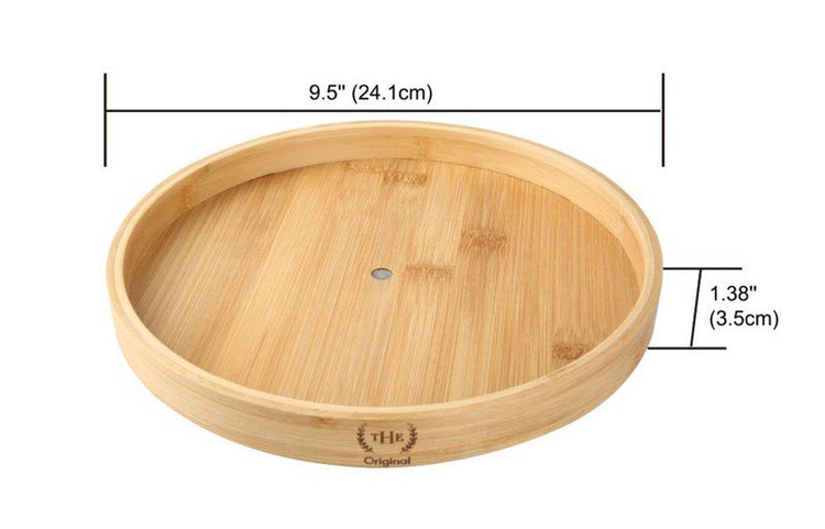 Bamboo Low Wall Organization Turntable Lazy Susan, Brown, 9.5" Diameter, Pack of 2
