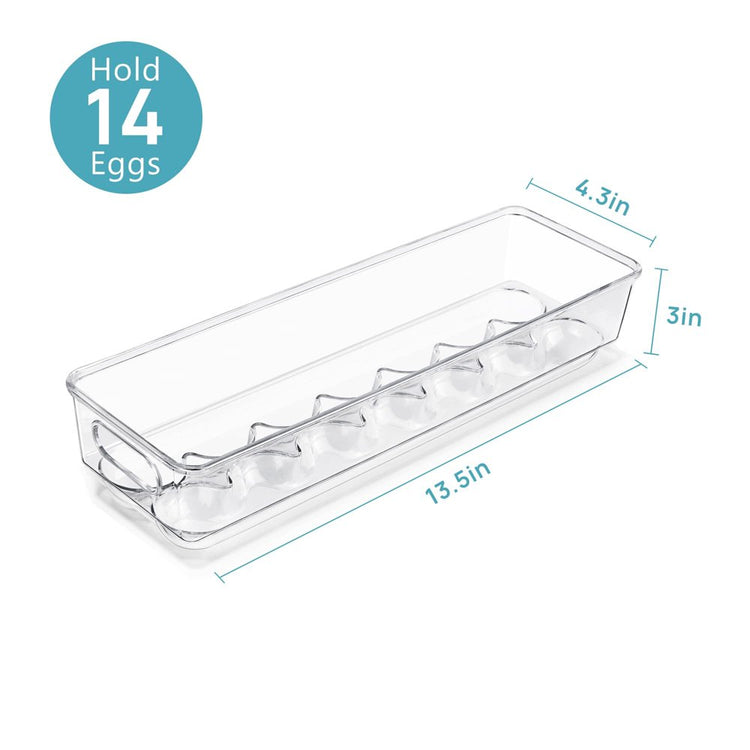 Egg Storage Container for Refrigerator, 2 PACK Egg Holder, Stackable Tray Holds 14 Eggs