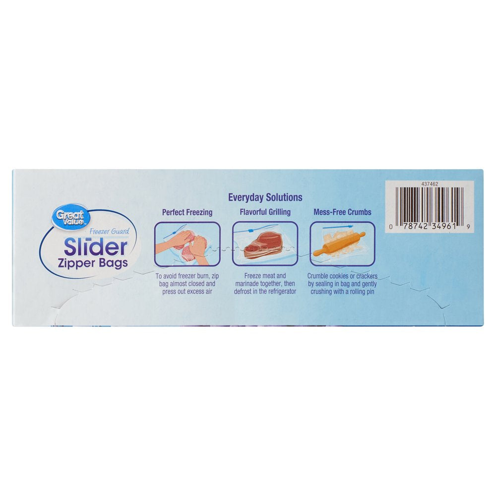 Freezer Guard Slider Zipper Bags, Quart Freezer, 50 Count