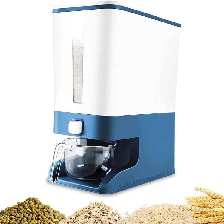 25Lbs Rice Dispensers, Large Grain Container Storage with Lid Measuring Cylinder Moisture Proof Household Cereal Dispenser Bucket for Kitchen