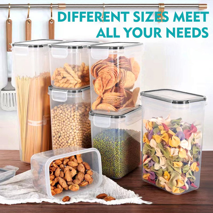 Airtight Food Storage Container Set, 21 Pcs Food Canisters for Kitchen, Pantry Organization and Storage, Plastic Cereal Container with Easy Lock Lids, Labels, Marker & Spoon Set