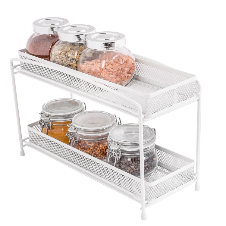 2-Tier Pull-Out Spice Organizer, White