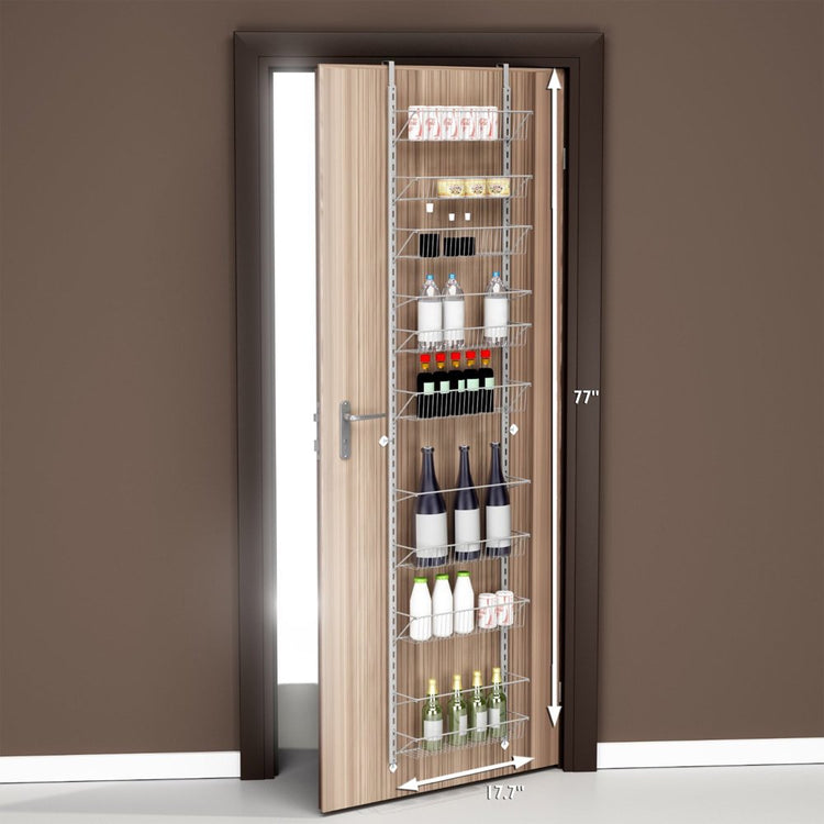 Over-The-Door White Metal Kitchen Storage Spice Shelves