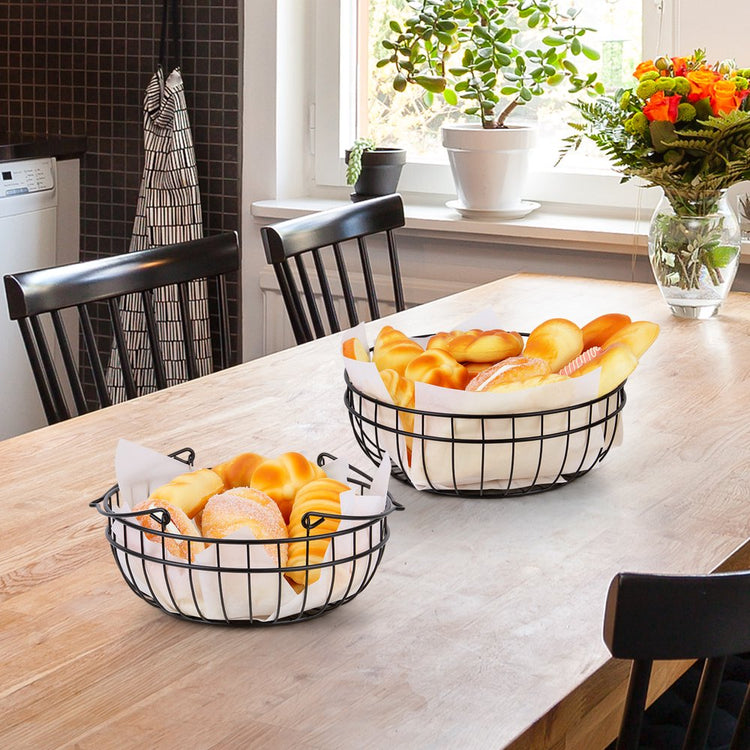 2 Tier Countertop Fruit Basket, Fruit Vegetable Storage Basket for Kitchen, Metal Wire Organization Basket, Black
