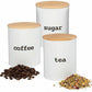 Kitchen Canister Set with Air Tight Bamboo Lids- 3 Food Storage Containers for Coffee, Tea and Sugar