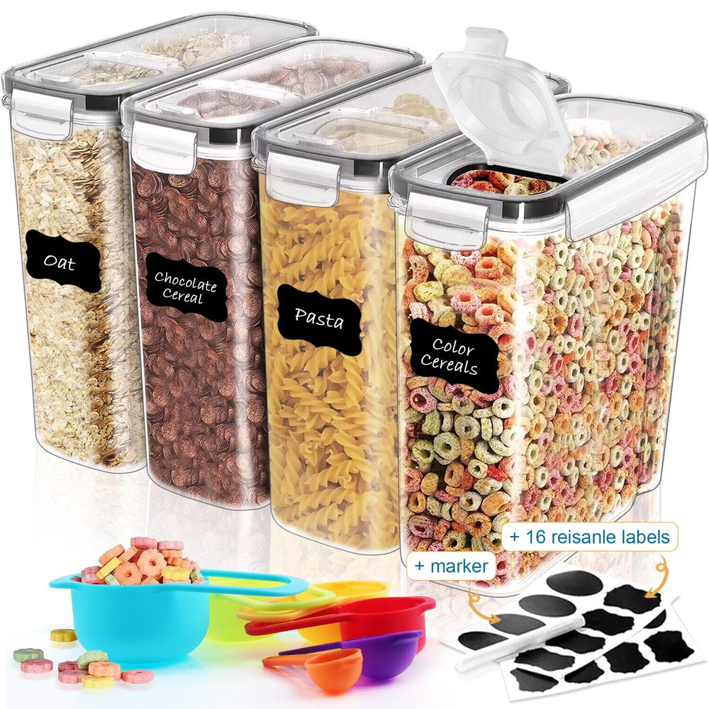 Large Cereal Containers Storage Set Dispenser Approx. 4L Fits Full Standard Size Cereal Box, Airtight Cereal Container Set, Large Plastic Storage Container by