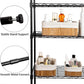 5-Shelf Adjustable Wire Shelving Unit, Pantry Shelves Metal Storage Racks Utility Racks, Height Household Type Heavy Duty Storage Shelving for Kitchen, Bedroom, Bathroom and Garage, Black (5-Tier)