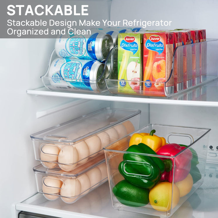 Egg Storage Container for Refrigerator, 2 PACK Egg Holder, Stackable Tray Holds 14 Eggs