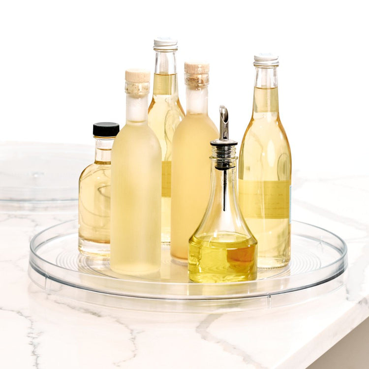 Recycled Plastic Lazy Susan Turntable Organizer, Pantry, Bathroom, General Storage and More, the Linus Collection – 14", Clear