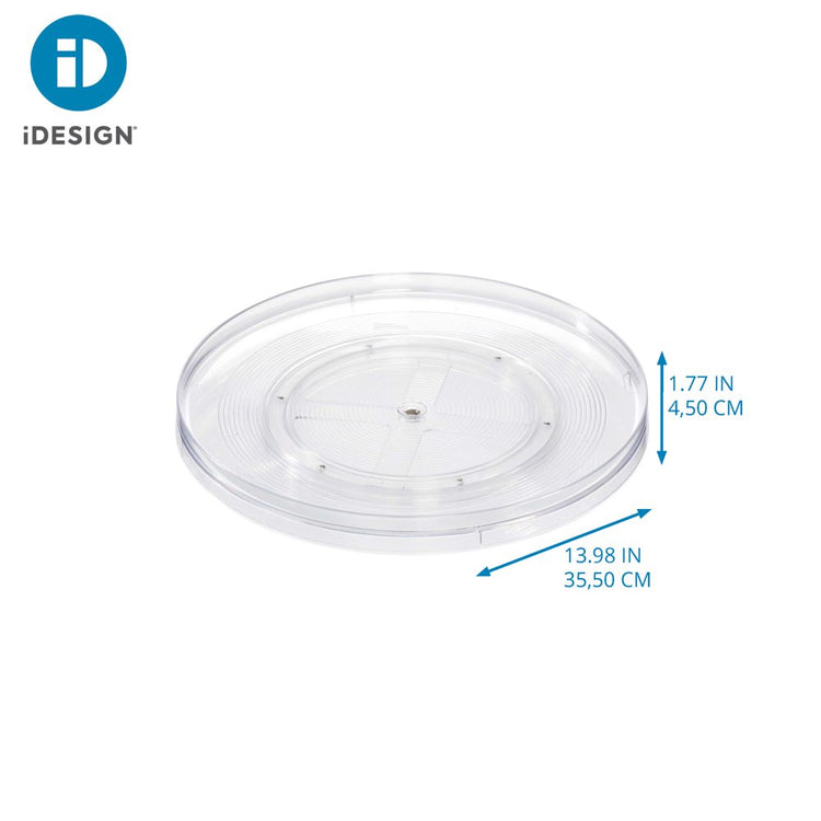 Recycled Plastic Lazy Susan Turntable Organizer, Pantry, Bathroom, General Storage and More, the Linus Collection – 14", Clear