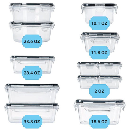 24 Pcs Food Storage Containers Set with Lids - Bpa-Free Airtight Plastic Containers for Pantry & Kitchen Organization, Meal Prep, Lunch Containers with Free Labels & Marker (12 Lids + 12 Containers)