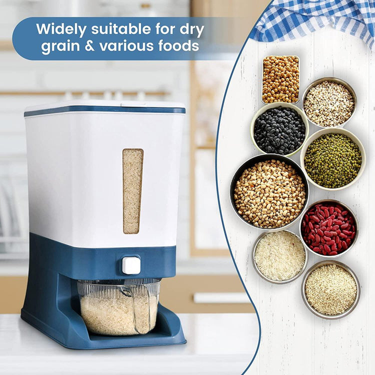 25Lbs Rice Dispensers, Large Grain Container Storage with Lid Measuring Cylinder Moisture Proof Household Cereal Dispenser Bucket for Kitchen