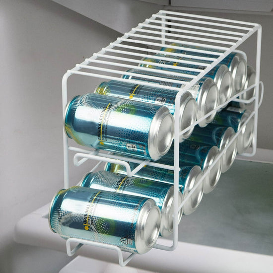 Vinyl Coated Steel Refrigerator 2 Tier Can Dispenser, White