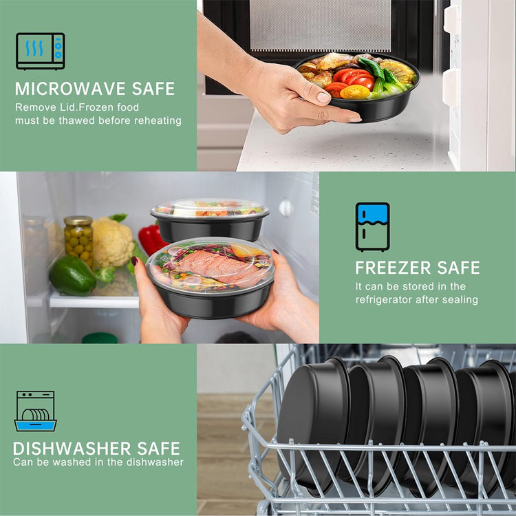 50 Pack Meal Prep Containers, 33.8Oz Plastic Food Storage Containers with Lids to Go Containers, Bento Box Reusable BPA Free Lunch Boxes, Disposable Stackable, Microwave/Dishwasher/Freezer Safe