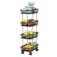 4 Tier Fruit Vegetable Basket for Kitchen, Fruit Vegetable Storage Cart, Vegetable Basket Bins, Wire Storage Basket Organizer Utility Cart with Wheels, Medium, Black