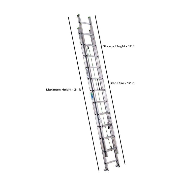 24 Ft. Aluminum Extension Ladder (23 Ft. Reach Height) with 225 Lb. Load Capacity Type II Duty Rating