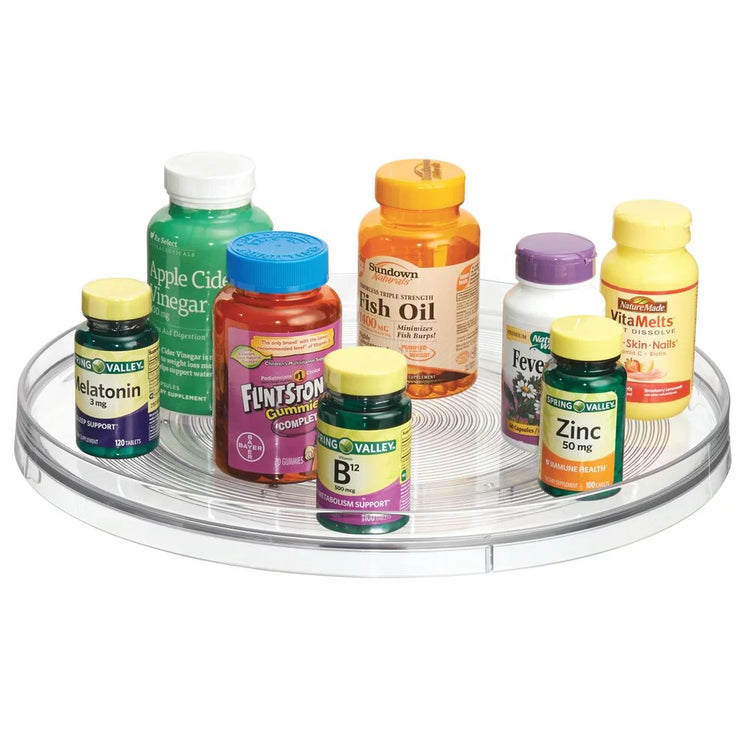 Recycled Plastic Lazy Susan Turntable Organizer, Pantry, Bathroom, General Storage and More, the Linus Collection – 14", Clear