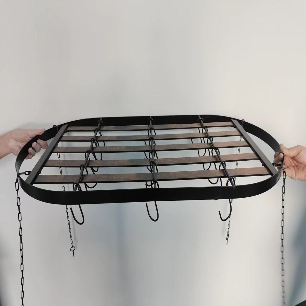 Hanging Pot Rack, Pot Hanger Pots and Pans Organizer for Kitchen Ceiling, Heavy Duty Cooking Hanger with 12 Hooks