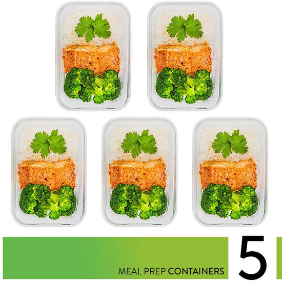 - Glass Food Storage Containers - Meal Prep Containers - 5 Packs, 36 Oz