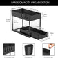 2-Pack under Sink Organizer, 2 Tier Multi-Purpose Large Capacity Kitchen under Sink Organizers and Storage Easy Access Sliding Storage Drawer with Hooks and Hanging Cup for Bathroom under Sink