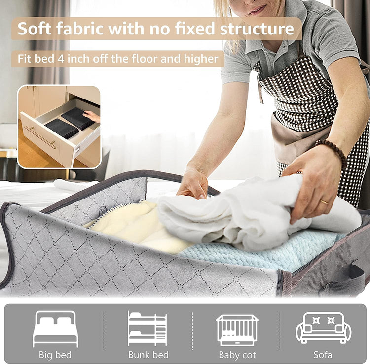 Storage Bins Clothes Storage Bags, under Bed Storage Containers with Durable Handles and Clear Window, Foldable Underbed Storage for Organizing, Clothing, Bedroom, Comforter, Closet, Dorm - 40L