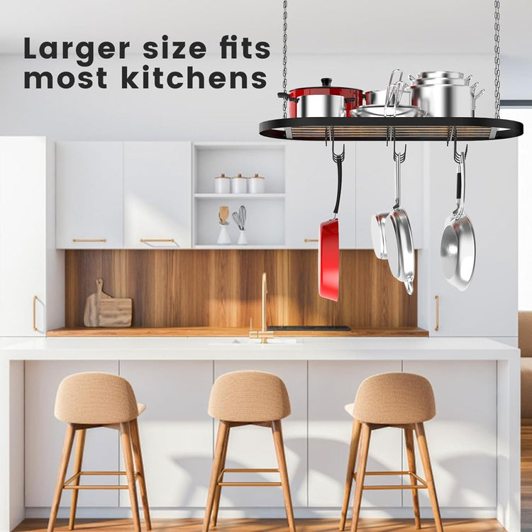 Hanging Pot Rack, Pot Hanger Pots and Pans Organizer for Kitchen Ceiling, Heavy Duty Cooking Hanger with 12 Hooks