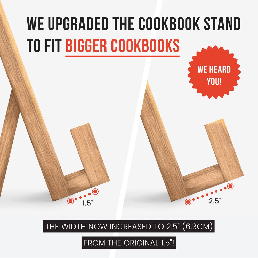 Classic Cookbook Recipe Stand, 100% Acacia Wood - Brown 14.6 X 9.4 X 1.8 In