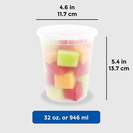 Food Storage Containers [24 Set] 32 Oz Plastic Deli Containers with Lids, Slime, Soup, Meal Prep Containers | BPA Free | Stackable | Leakproof | Microwave/Dishwasher/Freezer Safe