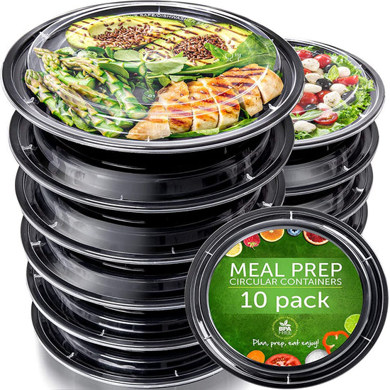 - Food Storage Containers - Disposable Meal Prep Containers - Plastic Food Containers with Lids - 10 Packs, 24 Ounces