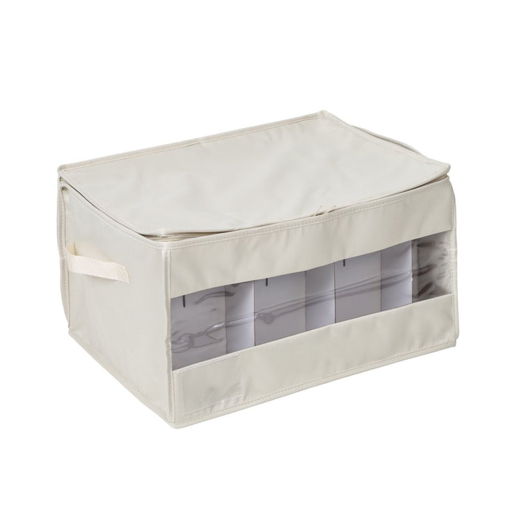 Polyester Stemware Storage Box Set of 2, Natural