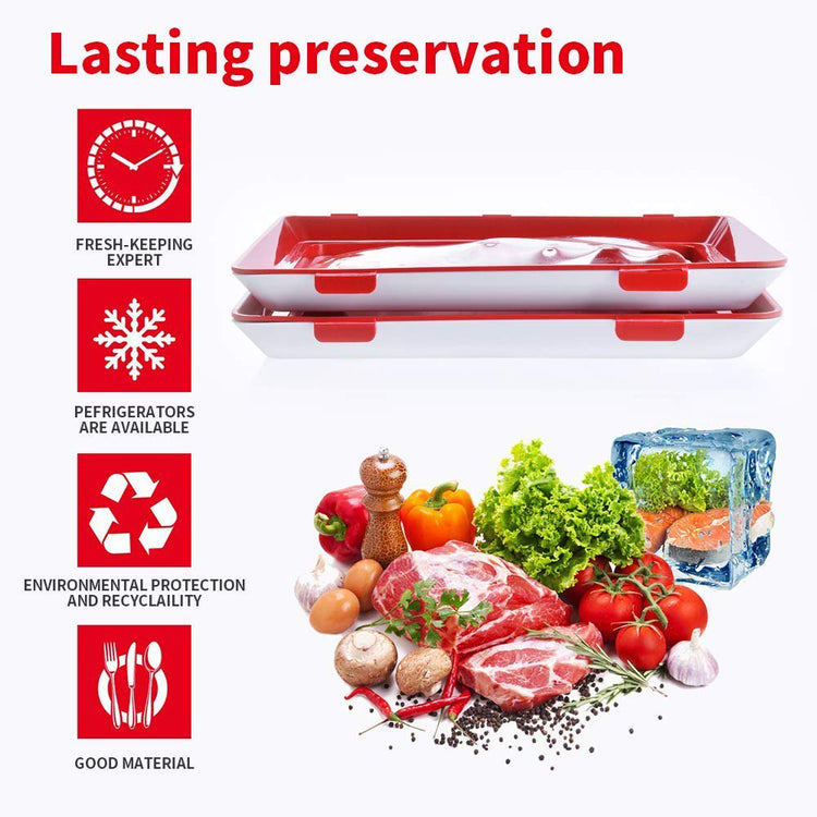 "" Food Tray Stackable Creative Food Preservation Tray Reusable, Durable, Superior for Keeping Food Fresh, Dishwasher & Freezer Safe (4 Pcs Trays )