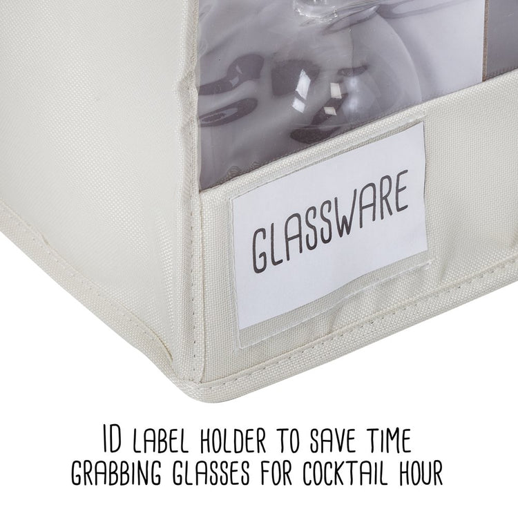 Polyester Stemware Storage Box Set of 2, Natural
