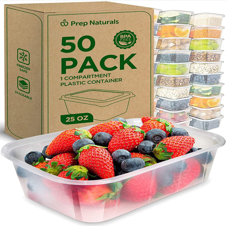 - Food Storage Containers with Lids - Plastic Meal Prep Containers - 50 Pack, 25 Ounce