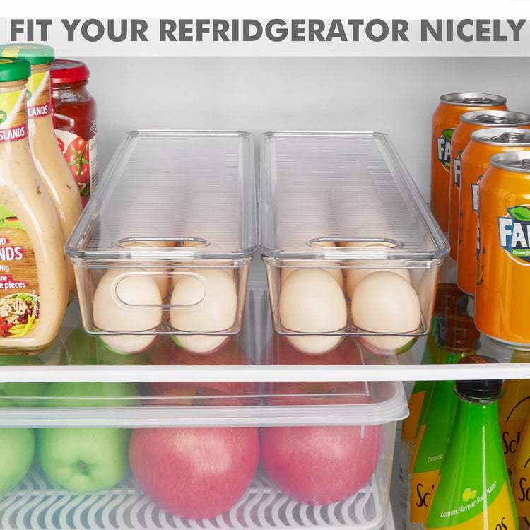 Egg Storage Container for Refrigerator,  2 PACK Egg Holder, Stackable Tray Holds 14 Eggs