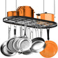 Hanging Pot Rack, Pot Hanger Pots and Pans Organizer for Kitchen Ceiling, Heavy Duty Cooking Hanger with 12 Hooks