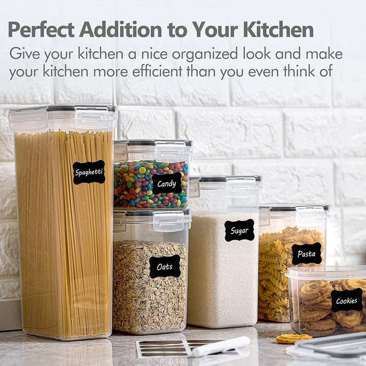 Kitchen Food Storage Containers Set, Kitchen Pantry Organization and Storage with Easy Lock Lids, 8 Pieces