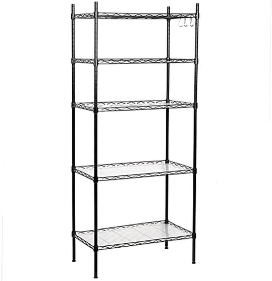 5-Shelf Adjustable Wire Shelving Unit, Pantry Shelves Metal Storage Racks Utility Racks, Height Household Type Heavy Duty Storage Shelving for Kitchen, Bedroom, Bathroom and Garage, Black (5-Tier)