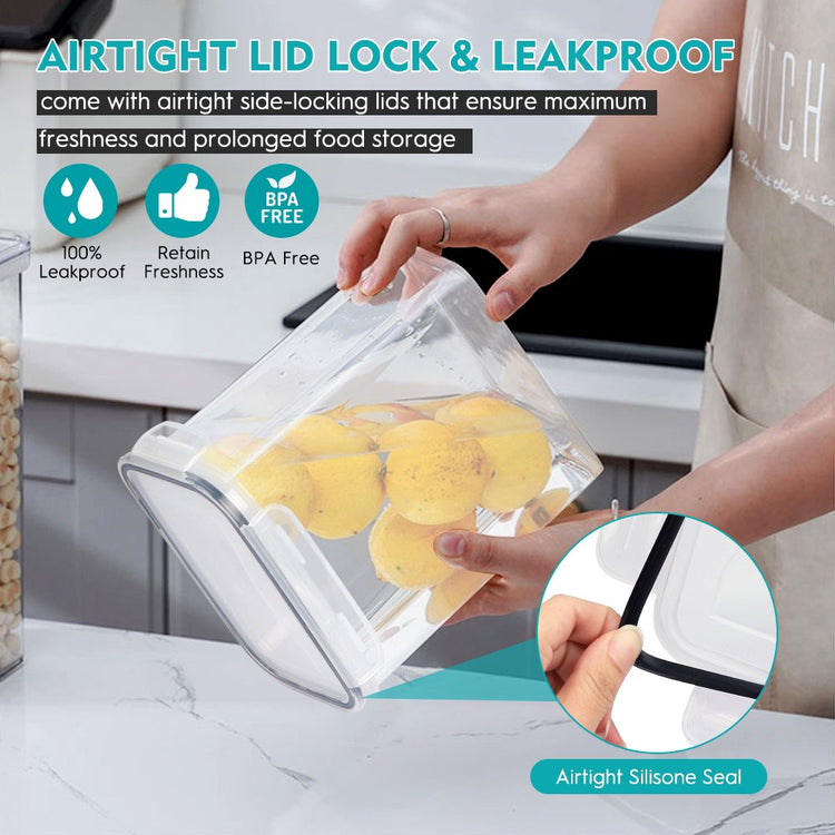 Airtight Food Storage Container Set, 21 Pcs Food Canisters for Kitchen, Pantry Organization and Storage, Plastic Cereal Container with Easy Lock Lids, Labels, Marker & Spoon Set