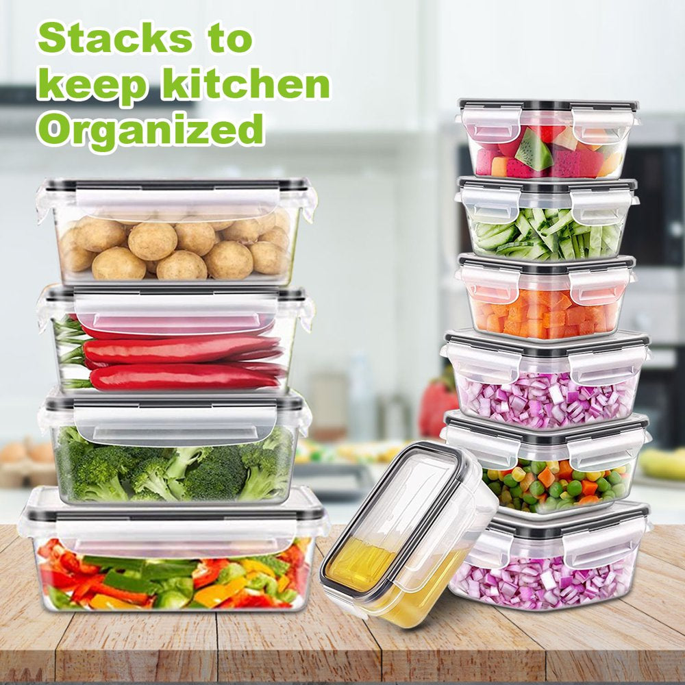 24 Pcs Food Storage Containers with Lids Airtight (12 Containers & 12 Lids), Plastic Meal Prep Container for Pantry & Kitchen Organization, Bpa-Free, Leak-Proof