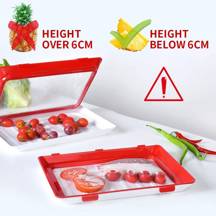 "" Food Tray Stackable Creative Food Preservation Tray Reusable, Durable, Superior for Keeping Food Fresh, Dishwasher & Freezer Safe (4 Pcs Trays )