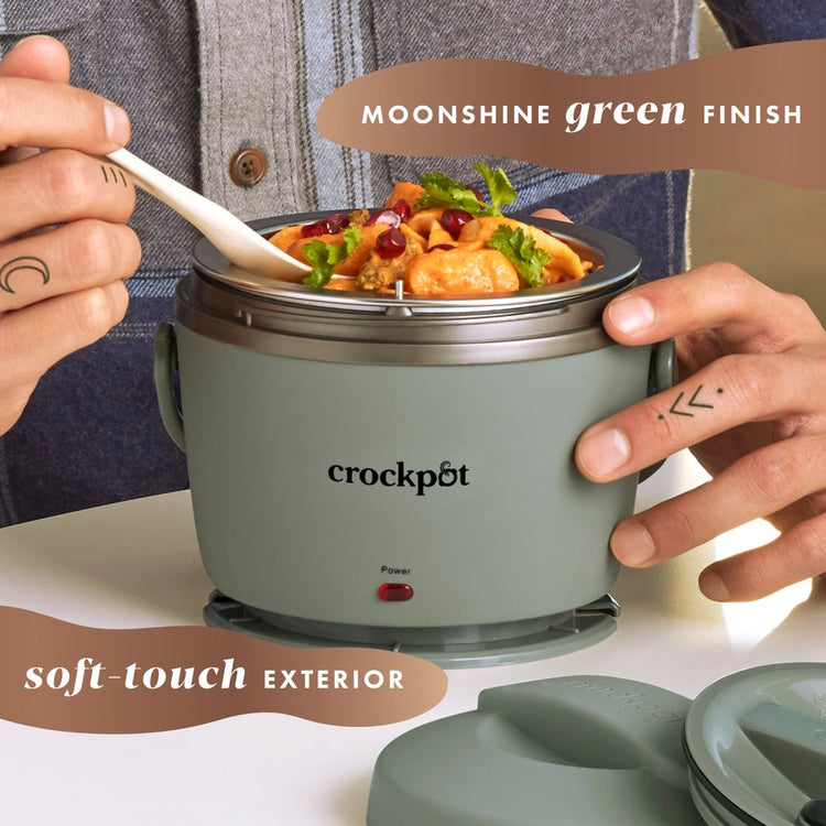 20-Oz Lunch Crock Food Warmer, Heated Lunch Box, Moonshine Green (6.54 H X 6.54 L X6.54 W)