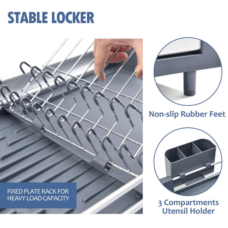 Aluminum Extendable Dish Drying Rack, Adjustable Dish Drainer for Kitchen, Kitchen Countertop Storage Dish Rack