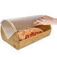 Bamboo Bread Box, Large Storage, Acrylic Easy Glide Cover with Handle, Polished Brown